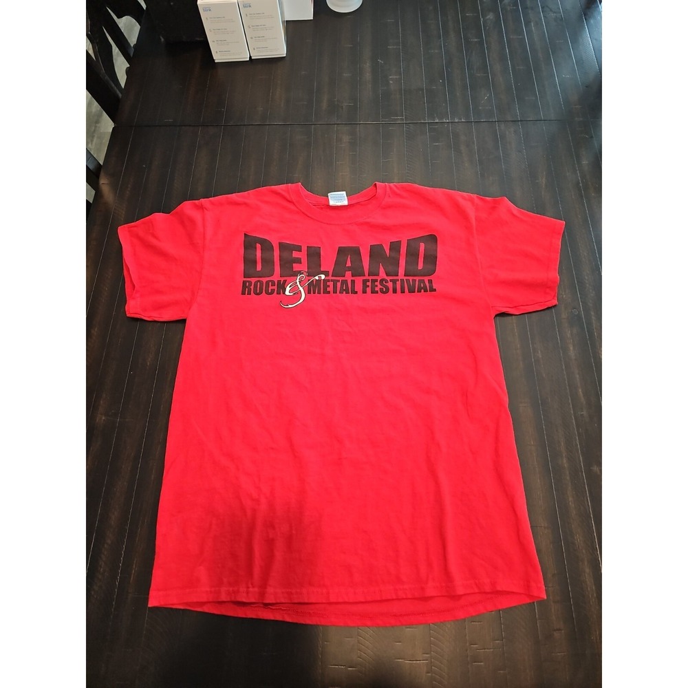 Anvil Men's Red Deland Rock N Metal Festival 2014 T-Shirt Size Reg Large